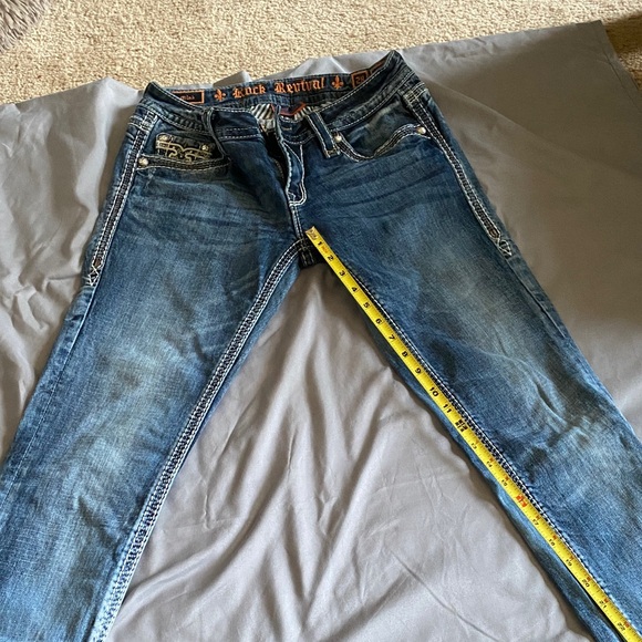 Rock Revival Women's Distressed Blue straight Cut Jeans - Picture 5 of 5